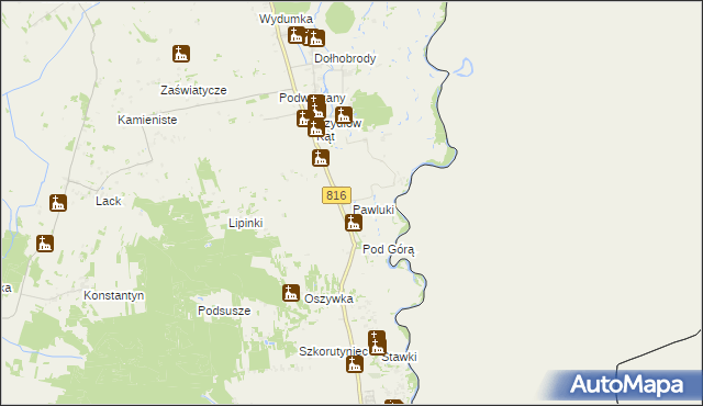 mapa Pawluki, Pawluki na mapie Targeo