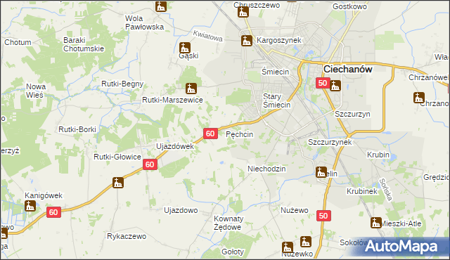 mapa Pęchcin, Pęchcin na mapie Targeo