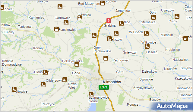 mapa Pęchów, Pęchów na mapie Targeo