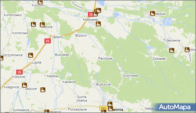 mapa Pęciszów, Pęciszów na mapie Targeo