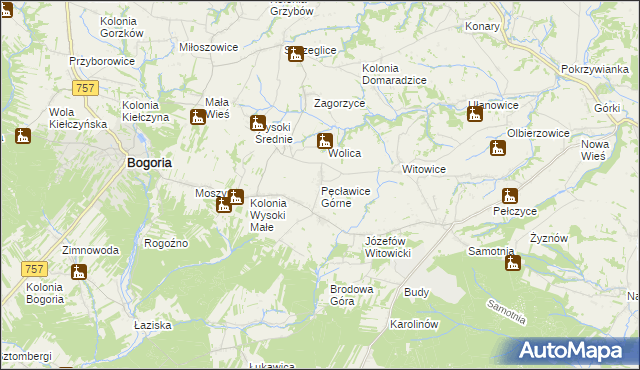 mapa Pęcławice Górne, Pęcławice Górne na mapie Targeo