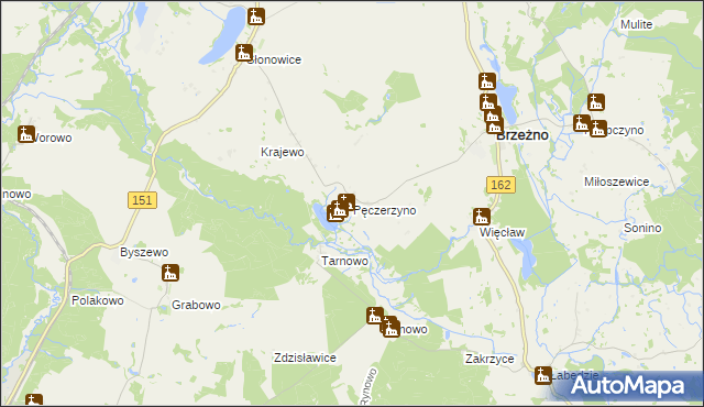 mapa Pęczerzyno, Pęczerzyno na mapie Targeo