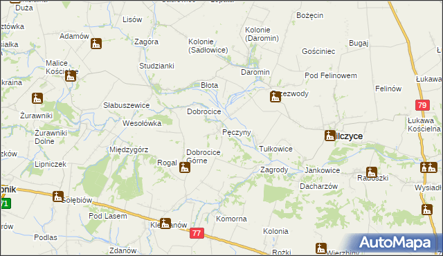 mapa Pęczyny, Pęczyny na mapie Targeo