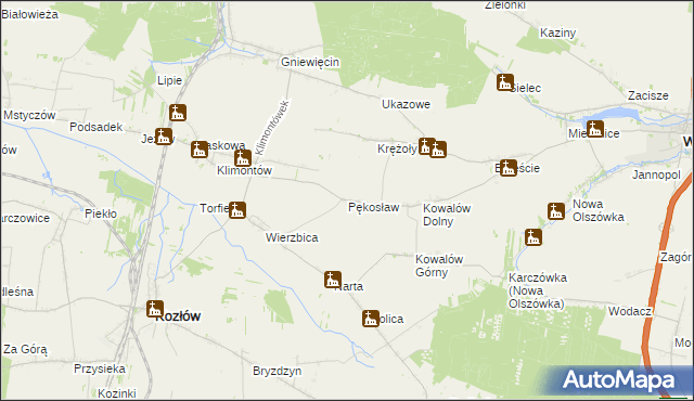 mapa Pękosław, Pękosław na mapie Targeo