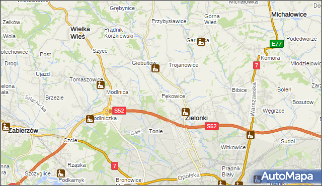 mapa Pękowice, Pękowice na mapie Targeo
