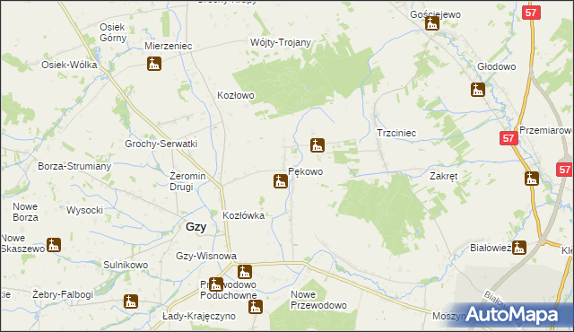 mapa Pękowo, Pękowo na mapie Targeo