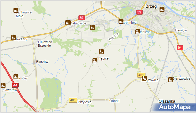 mapa Pępice gmina Skarbimierz, Pępice gmina Skarbimierz na mapie Targeo