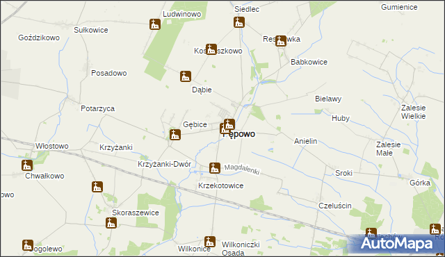 mapa Pępowo powiat gostyński, Pępowo powiat gostyński na mapie Targeo