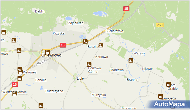 mapa Perkowo gmina Gniewkowo, Perkowo gmina Gniewkowo na mapie Targeo