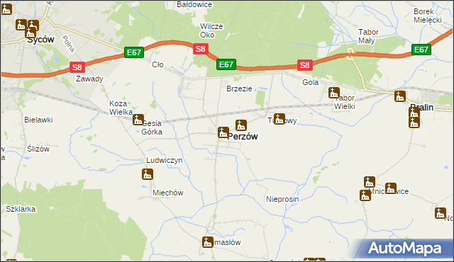 mapa Perzów, Perzów na mapie Targeo