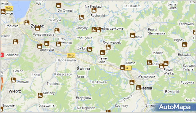 mapa Pewel Mała, Pewel Mała na mapie Targeo