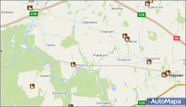 mapa Piaseczno gmina Potęgowo, Piaseczno gmina Potęgowo na mapie Targeo