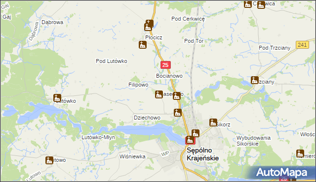 mapa Piaseczno gmina Sępólno Krajeńskie, Piaseczno gmina Sępólno Krajeńskie na mapie Targeo