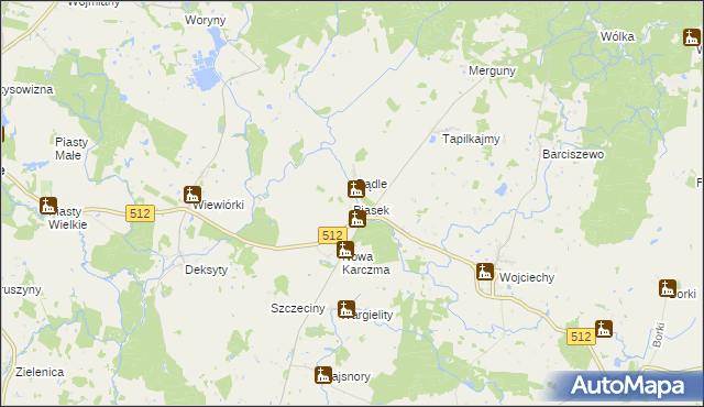 mapa Piasek gmina Górowo Iławeckie, Piasek gmina Górowo Iławeckie na mapie Targeo