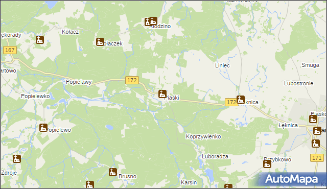 mapa Piaski gmina Barwice, Piaski gmina Barwice na mapie Targeo