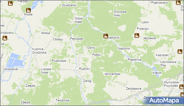 mapa Piaski gmina Koniecpol, Piaski gmina Koniecpol na mapie Targeo