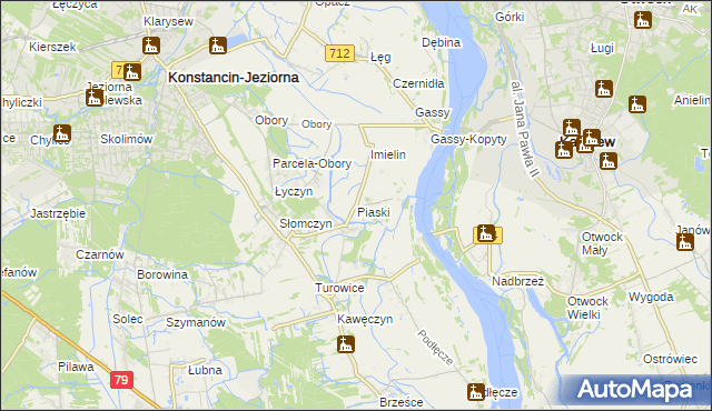 mapa Piaski gmina Konstancin-Jeziorna, Piaski gmina Konstancin-Jeziorna na mapie Targeo