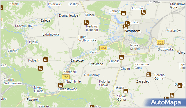 mapa Piaski gmina Wolbrom, Piaski gmina Wolbrom na mapie Targeo