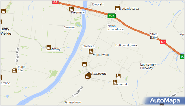 mapa Piaskowiec gmina Ostaszewo, Piaskowiec gmina Ostaszewo na mapie Targeo