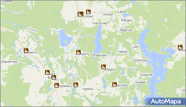 mapa Piaskowo gmina Polanów, Piaskowo gmina Polanów na mapie Targeo
