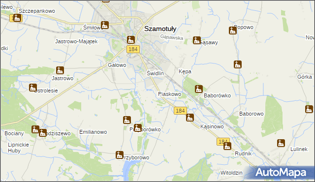 mapa Piaskowo gmina Szamotuły, Piaskowo gmina Szamotuły na mapie Targeo