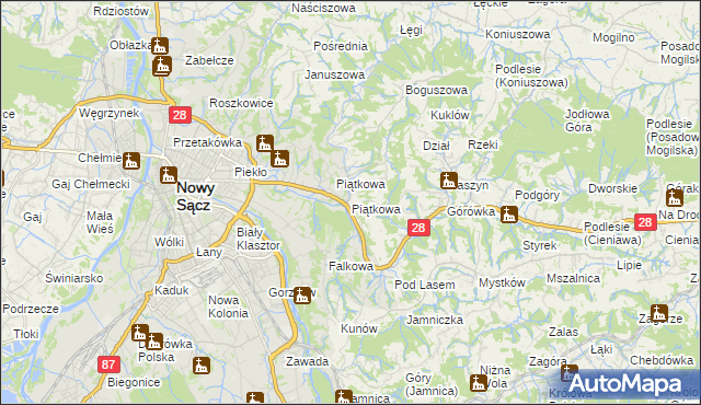 mapa Piątkowa gmina Chełmiec, Piątkowa gmina Chełmiec na mapie Targeo