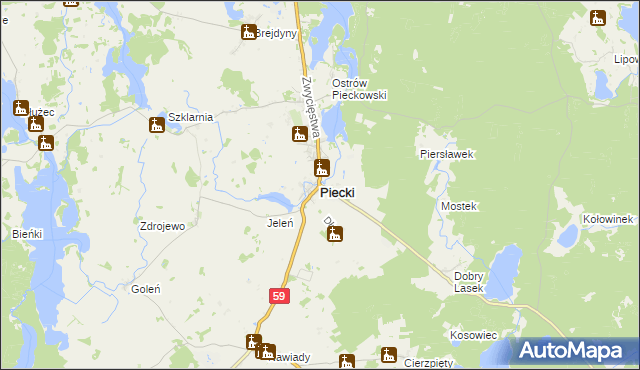 mapa Piecki powiat mrągowski, Piecki powiat mrągowski na mapie Targeo