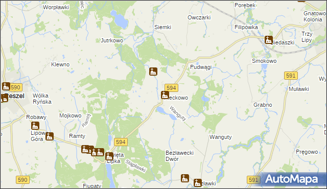 mapa Pieckowo, Pieckowo na mapie Targeo