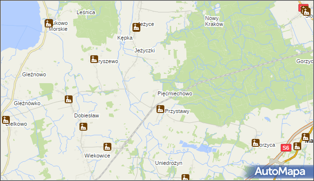 mapa Pięćmiechowo, Pięćmiechowo na mapie Targeo