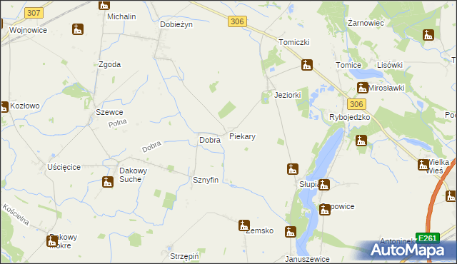 mapa Piekary gmina Stęszew, Piekary gmina Stęszew na mapie Targeo