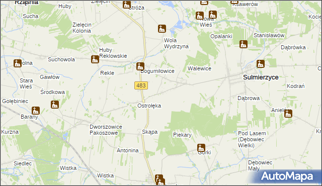 mapa Piekary gmina Sulmierzyce, Piekary gmina Sulmierzyce na mapie Targeo