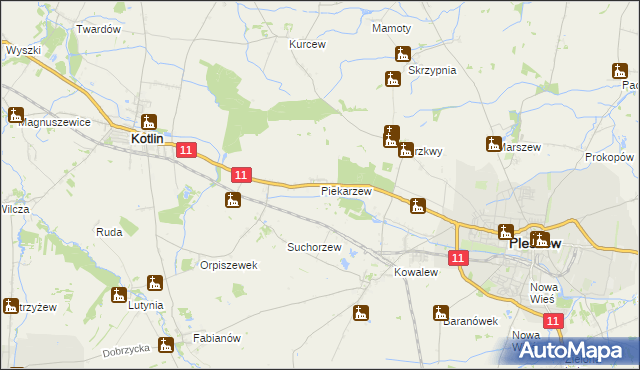 mapa Piekarzew, Piekarzew na mapie Targeo