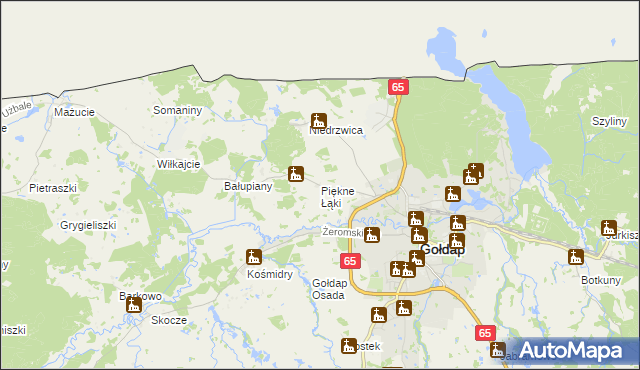 mapa Piękne Łąki, Piękne Łąki na mapie Targeo
