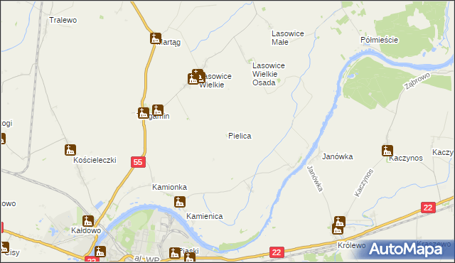 mapa Pielica, Pielica na mapie Targeo