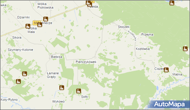 mapa Pieńczykowo, Pieńczykowo na mapie Targeo