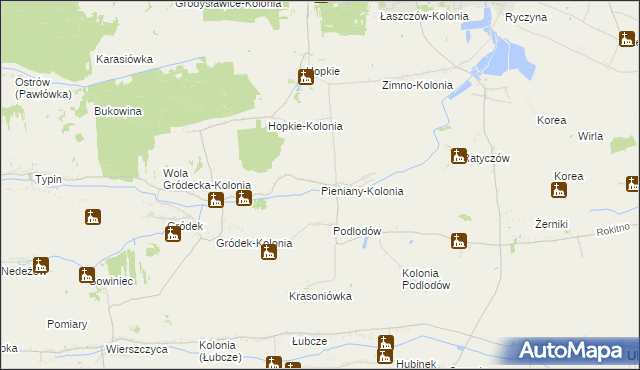 mapa Pieniany-Kolonia, Pieniany-Kolonia na mapie Targeo