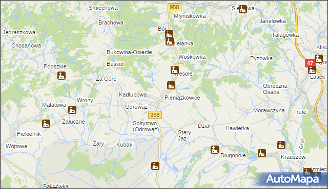 mapa Pieniążkowice, Pieniążkowice na mapie Targeo