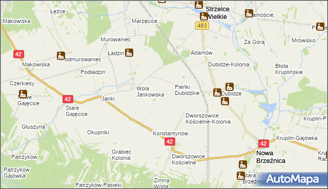 mapa Pieńki Dworszowskie, Pieńki Dworszowskie na mapie Targeo