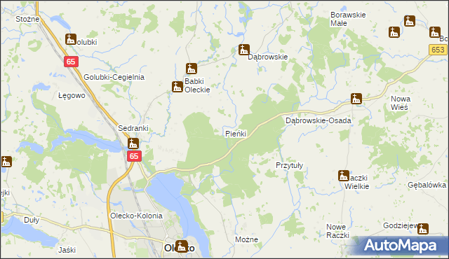 mapa Pieńki gmina Olecko, Pieńki gmina Olecko na mapie Targeo