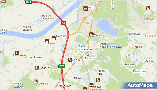 mapa Pieńki Królewskie, Pieńki Królewskie na mapie Targeo