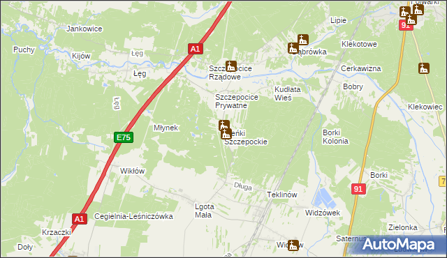 mapa Pieńki Szczepockie, Pieńki Szczepockie na mapie Targeo