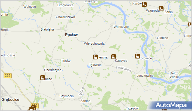 mapa Piersna, Piersna na mapie Targeo