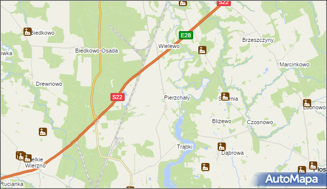 mapa Pierzchały gmina Płoskinia, Pierzchały gmina Płoskinia na mapie Targeo