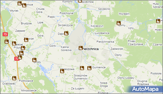 mapa Pierzchnica powiat kielecki, Pierzchnica powiat kielecki na mapie Targeo