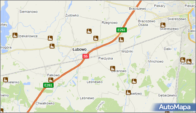 mapa Pierzyska, Pierzyska na mapie Targeo
