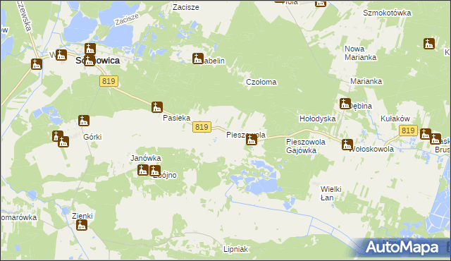 mapa Pieszowola, Pieszowola na mapie Targeo