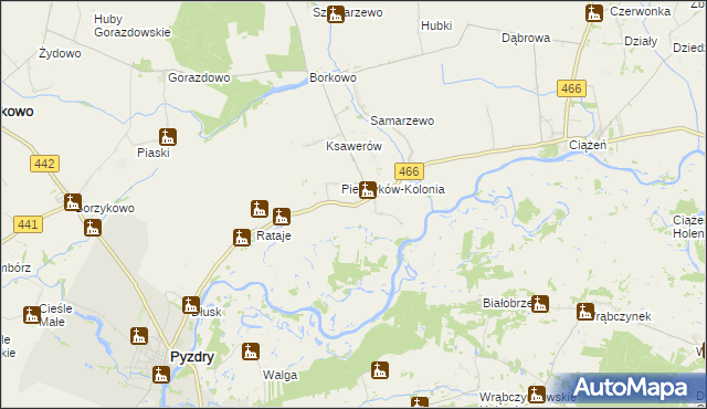 mapa Pietrzyków gmina Pyzdry, Pietrzyków gmina Pyzdry na mapie Targeo