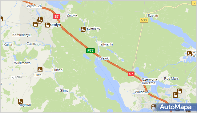 mapa Piławki, Piławki na mapie Targeo