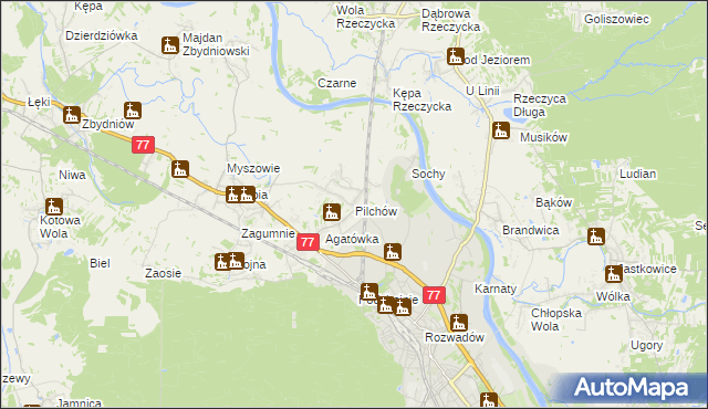 mapa Pilchów, Pilchów na mapie Targeo