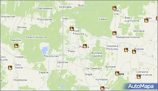 mapa Pilczyca gmina Słupia Konecka, Pilczyca gmina Słupia Konecka na mapie Targeo